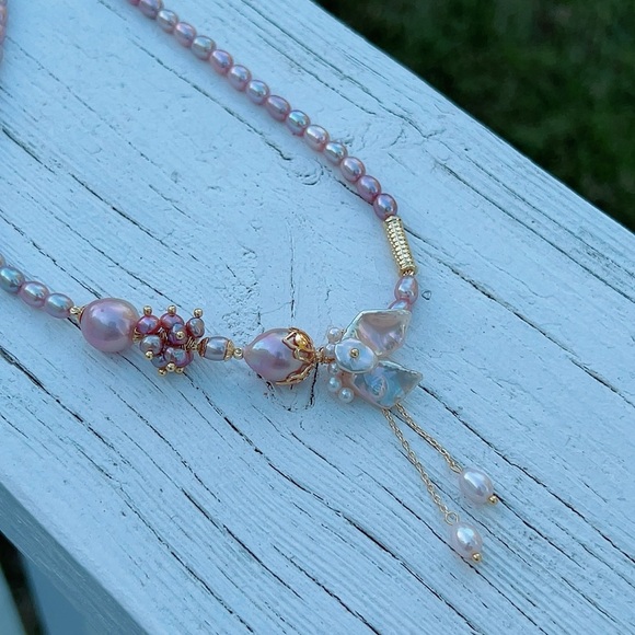 S98 Handmade Freshwater Baroque Pearl Necklace - Picture 6 of 8